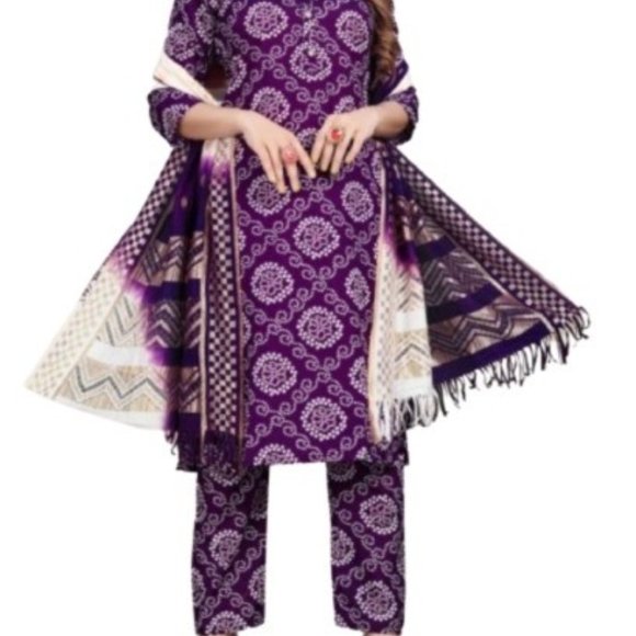 Bandhani print kurti set with dupatta - Picture 3 of 5